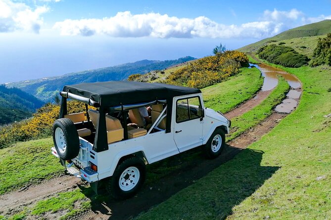 4x4 Jeep Tour to the West & Northwest of Madeira - São Vicente: volcanic formations, waterfall photo break, and calm air