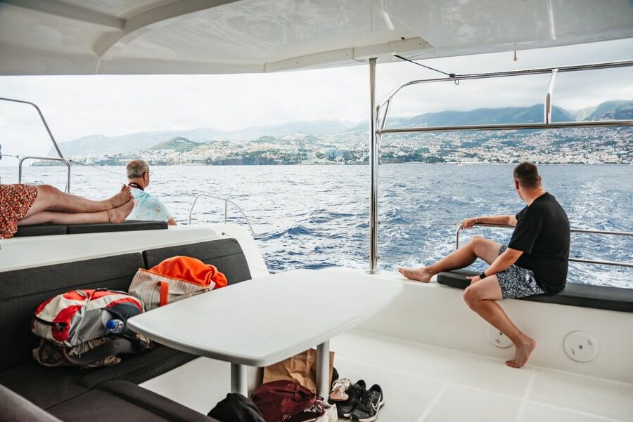 Funchal Bay: Dolphin & Whale Watch Luxury Catamaran Cruise - Board the luxury catamaran: seating, shade, and onboard comforts