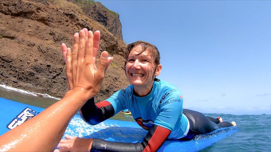 Madeira: Surf Lessons for All Levels - Facilities and the post-session board rinse detail