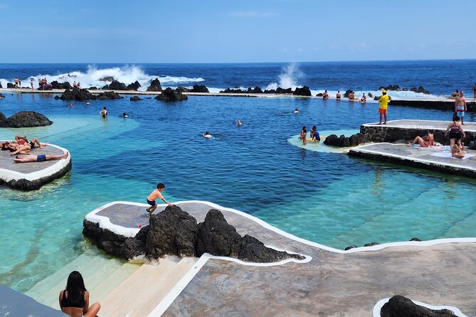 Porto Moniz, Seixal, Fanal Forest, Cliff Skywalk in Open Roof 4X4 - Stop: Miradouro do Véu da Noiva waterfall (30 minutes)